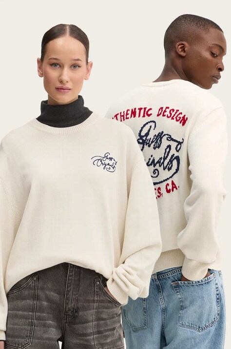 Бавовняний светр Guess Originals колір бежевий M4BR40 Z34N1