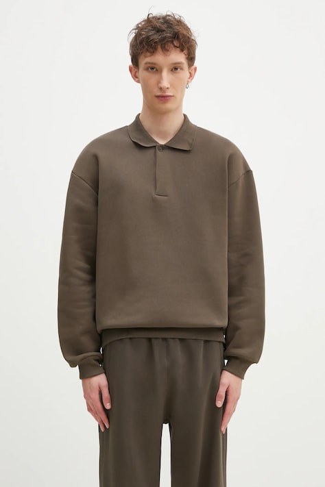 Pangaia cotton sweatshirt green color smooth 10002010