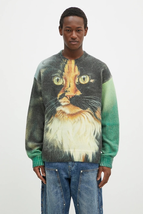 Вълнен пуловер JW Anderson Printed Jumper в зелено  KW1294.YN0373.540