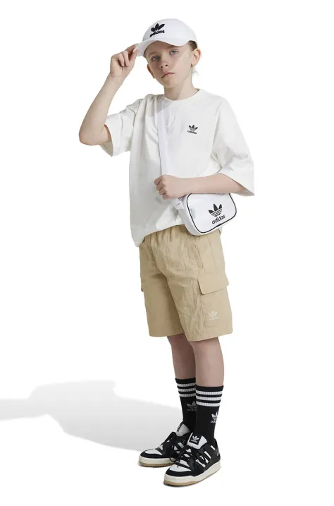 Дитячі шорти adidas Originals CARGO SHORTS колір бежевий регульована талія IX7598