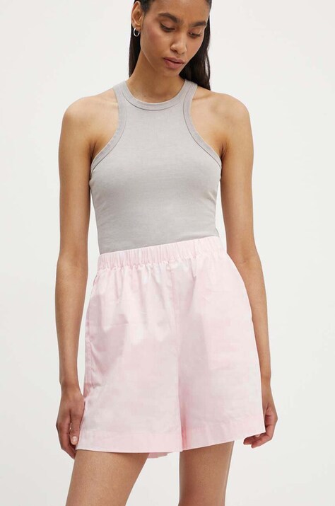 Samsoe Samsoe pantaloni scurti SALOVA femei, culoarea roz, modelator, high waist, F24200111