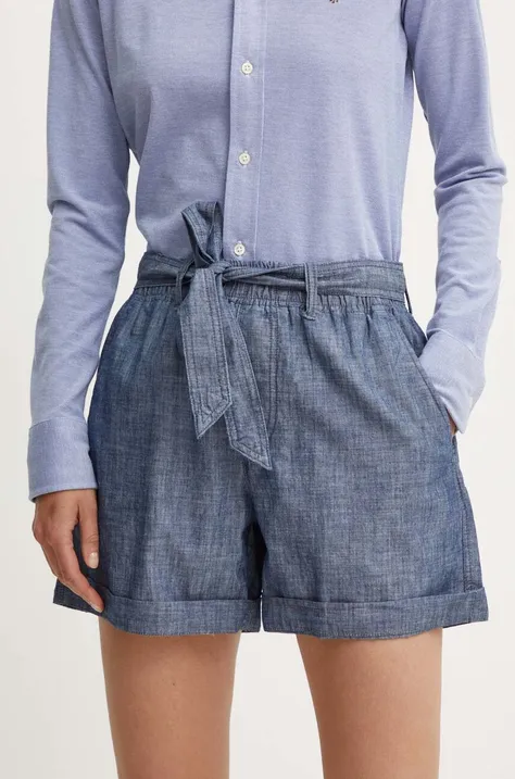 Bavlnené šortky Polo Ralph Lauren jednofarebné, vysoký pás, 211756536