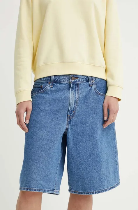 Levi's szorty jeansowe BAGGY DAD damskie kolor niebieski gładkie high waist 000MJ