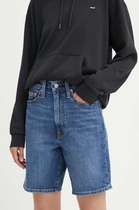 Levi's pantaloni scurti jeans BERMUDA SHORT femei, neted, high waist, A8720