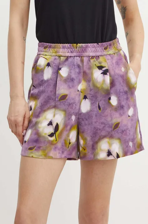 Šortky MAX&Co. dámske, fialová farba, vzorované, vysoký pás, 2426146021200