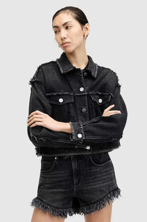 AllSaints pantaloncini di jeans in cotone ASTRID FRAY colore nero  W036EA