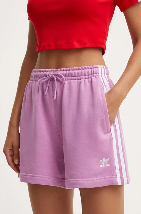 adidas Originals szorty damskie kolor różowy z aplikacją high waist IY2155