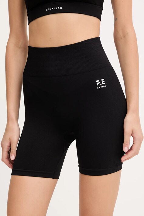 P.E Nation szorty treningowe Restore Seamless kolor czarny gładkie high waist 243S296