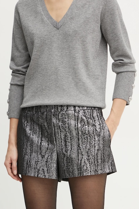 MICHAEL Michael Kors pantaloni scurti femei, culoarea argintiu, modelator, high waist, MF430QJF12