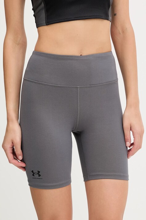 Under Armour edzős rövidnadrág Rival fekete, sima, magas derekú, 1386703