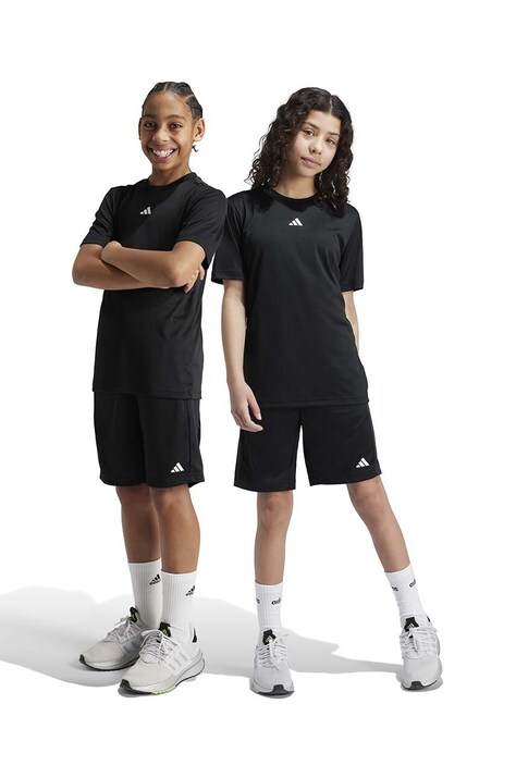adidas gyerek rövidnadrág J TR-ES SH fekete, sima, állítható derekú, IV9578