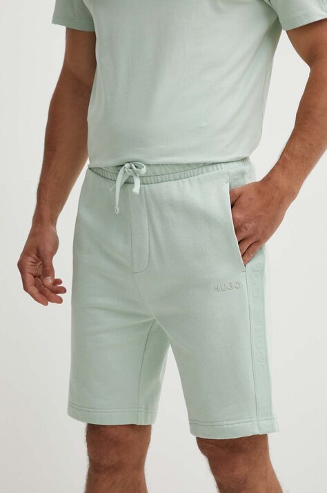 HUGO pantaloni scurți din bumbac lounge culoarea verde, 50520492
