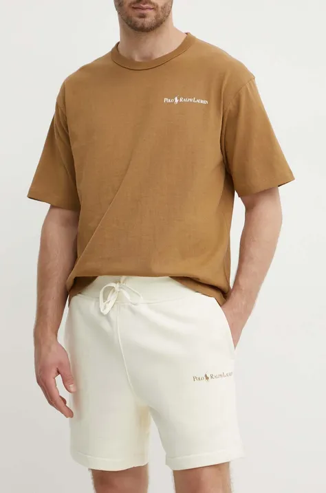 Kratke hlače Polo Ralph Lauren za muškarce, boja: bež, 710950134001