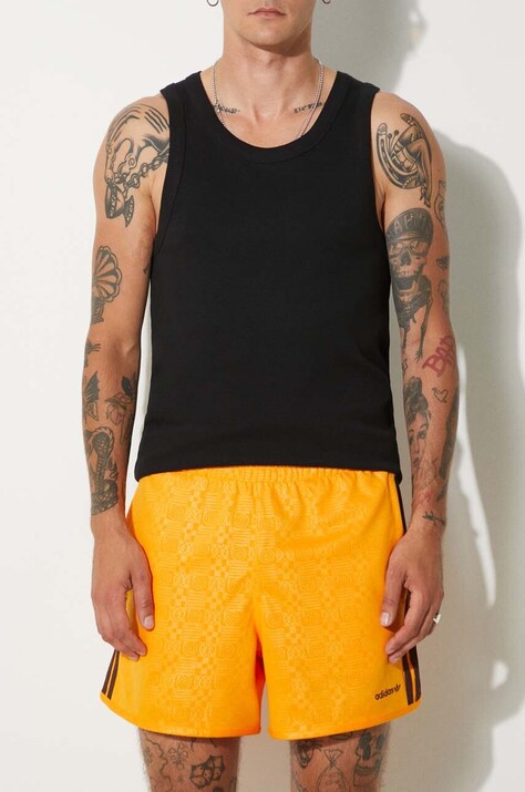 adidas Originals shorts 80s Embossed 3-Stripes Sprinter Short men's orange color JC6514