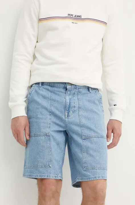 Pepe Jeans szorty jeansowe RELAXED SHORT UTILITY męskie kolor niebieski PM801109