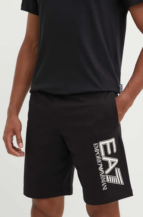 Bavlněné šortky EA7 Emporio Armani černá barva, PJVRZ.6DPS63