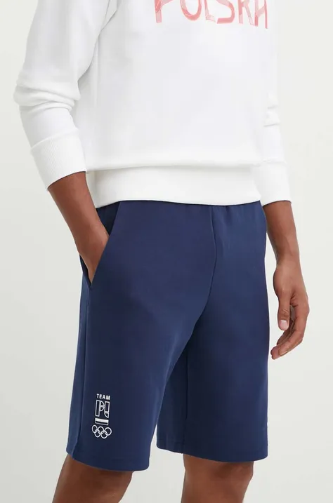 adidas Performance pantaloni scurti Olympic barbati, culoarea albastru marin, JF6687
