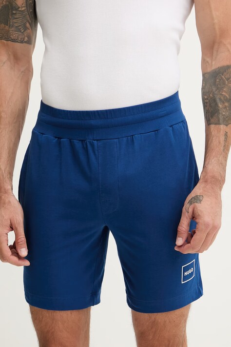 HUGO pyžamové šortky pánské s bavlnou Laze Shorts CW modré 50525247