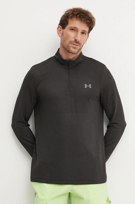 Bežecká mikina Under Armour Seamless Stride čierna farba, melanžová, 1378168