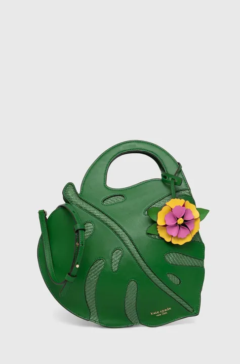 Kožená kabelka Kate Spade zelená barva, KH037