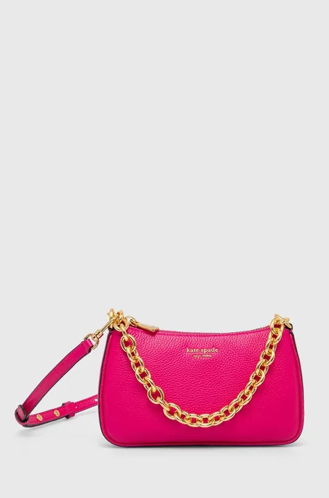 Kožená kabelka Kate Spade růžová barva, KD908