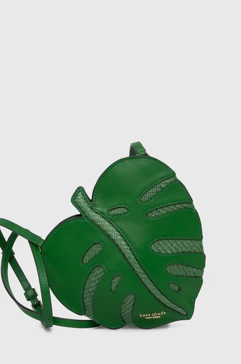 Kožená kabelka Kate Spade zelená farba, KH133