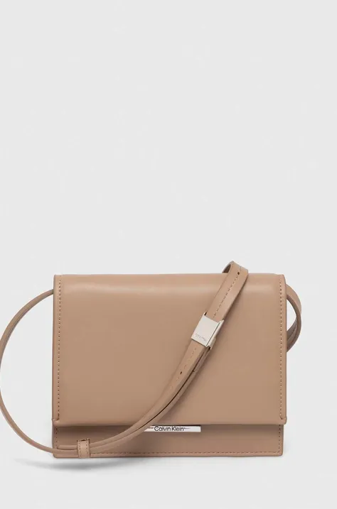 Τσάντα Calvin Klein χρώμα: μπεζ, K60K612115