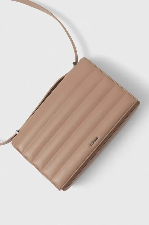 Τσάντα Calvin Klein χρώμα: μπεζ, K60K612117
