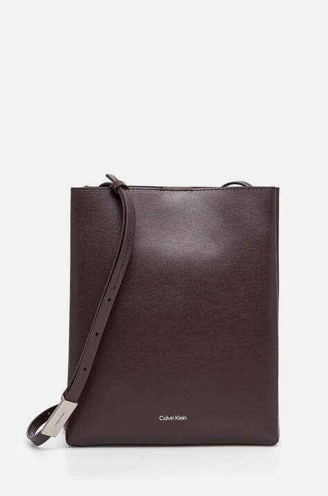 Usnjena torbica Calvin Klein črna barva, K60K612649