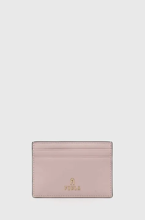 Δερμάτινη θήκη για κάρτες Furla χρώμα: ροζ, WP00305 AX0733 2814S