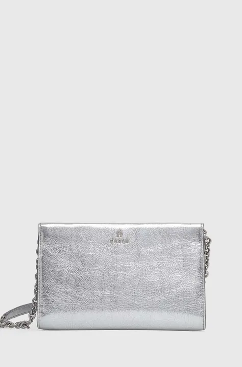 Usnjena torbica Furla srebrna barva, WE00528 BX3000 Y3000