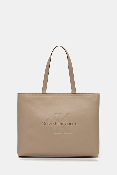 Kabelka Calvin Klein Jeans béžová barva, K60K612222