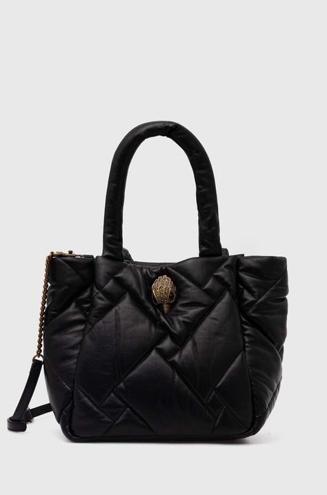 Kožená kabelka Kurt Geiger London KENSINGTON M SHOPPER PUFF černá barva, 2737200109