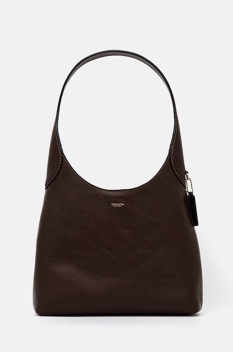 Kožená kabelka Coach hnedá farba, CU068