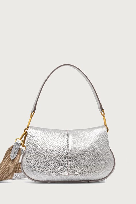 Gianni Chiarini Torebka crossbody damska skórzana HELENA ROUND srebrna BS 11088 TKL-NA