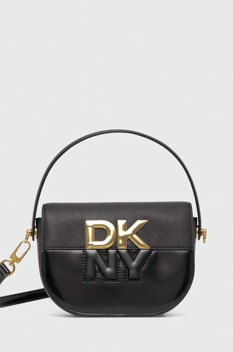 Δερμάτινη τσάντα Dkny χρώμα: μαύρο, R42EKE28