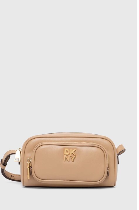 Kožená kabelka Dkny béžová barva, R42EKE53