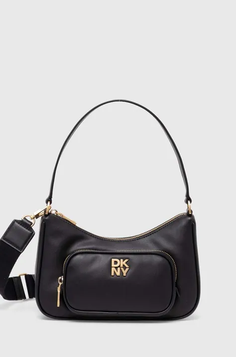 Δερμάτινη τσάντα Dkny χρώμα: μαύρο, R423KE51