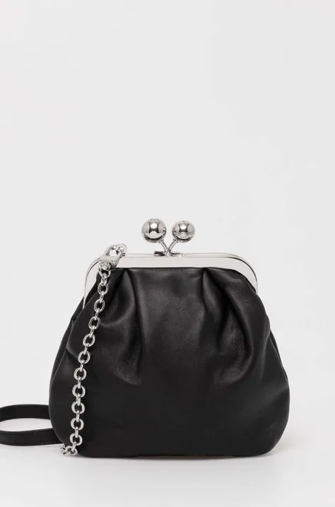Δερμάτινη τσάντα ώμου Weekend Max Mara χρώμα: μαύρο, 2425516084600