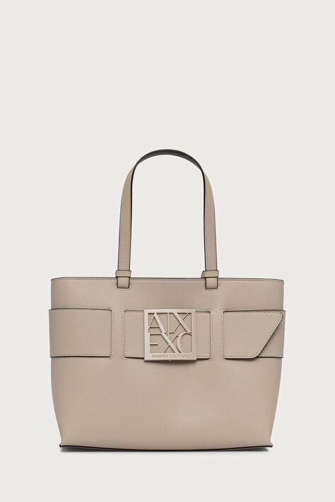Armani Exchange Torebka shopper damska z imitacji skóry beżowa 949138 0A874