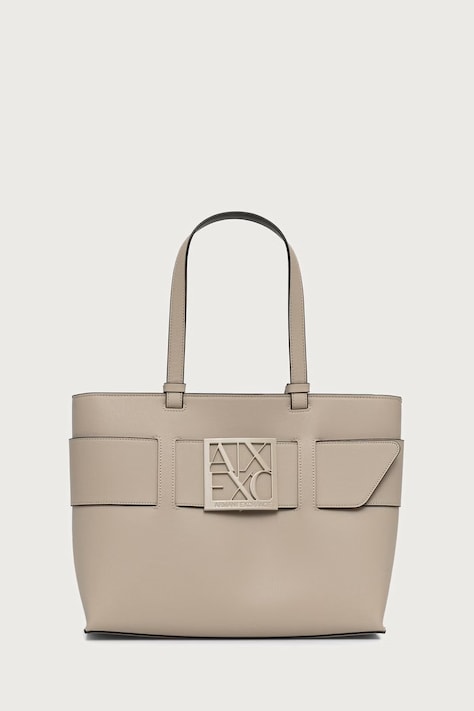 Armani Exchange Torebka shopper damska z imitacji skóry beżowa 949138 0A874