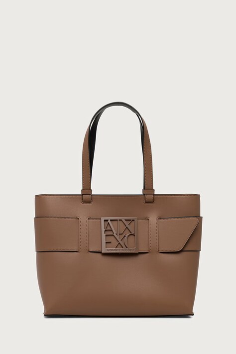 Armani Exchange Torebka shopper damska z imitacji skóry beżowa 949138 0A874