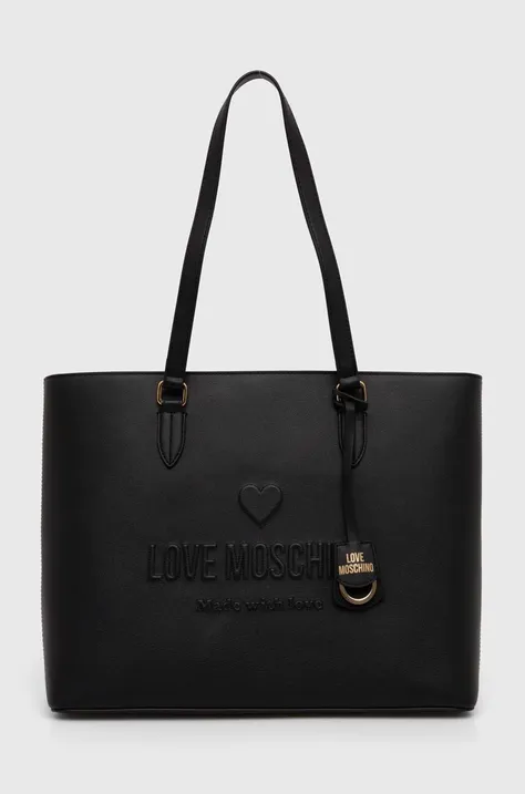 Δερμάτινη τσάντα Love Moschino χρώμα: μαύρο, JC4114PP1LL1000A