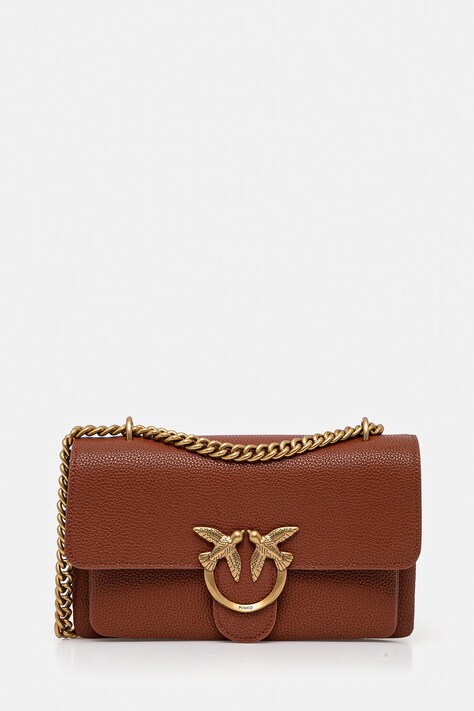 Kožená kabelka Pinko hnědá barva, 104528 A29Q