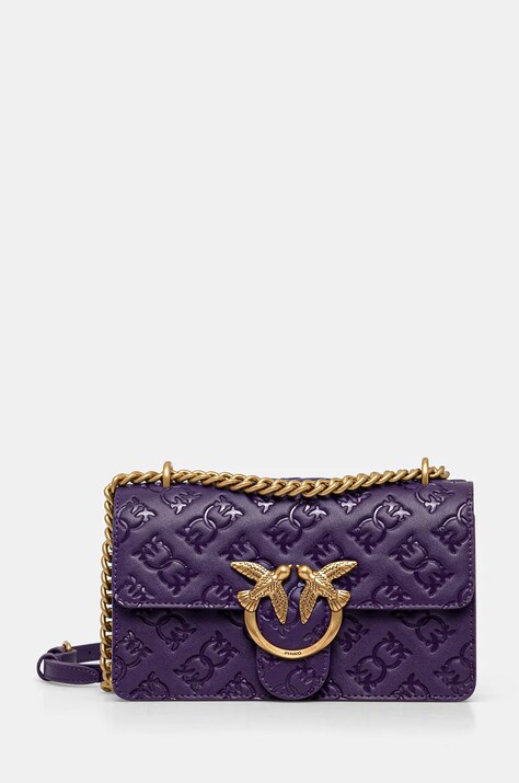 Pinko poseta de piele culoarea violet, 100074 A1YB