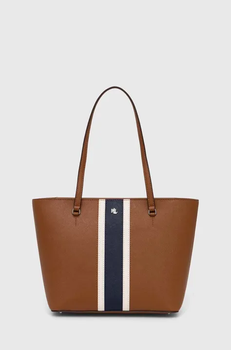 Шкіряна сумочка Lauren Ralph Lauren колір коричневий 431934895