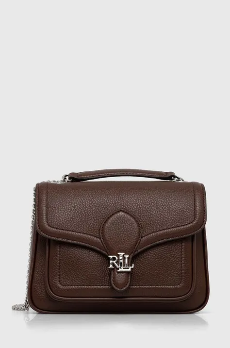 Шкіряна сумочка Lauren Ralph Lauren колір коричневий 431941807