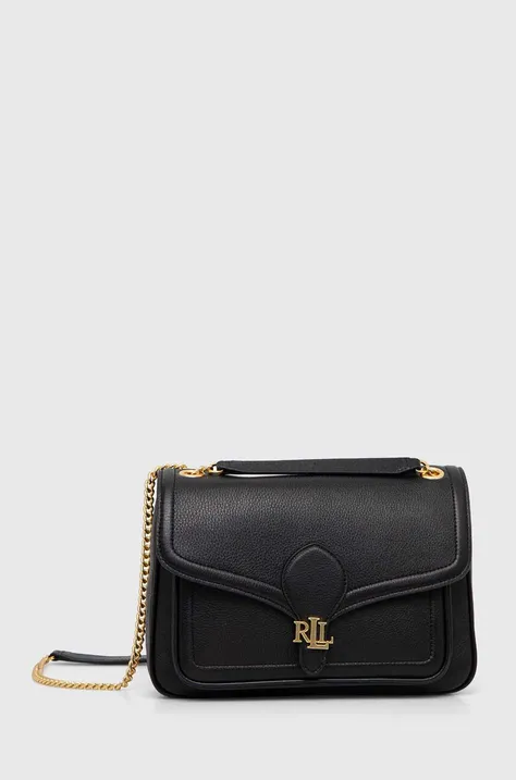 Δερμάτινη τσάντα Lauren Ralph Lauren χρώμα: μαύρο, 431941820