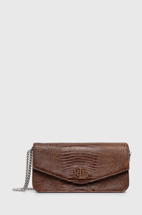 Шкіряна сумочка Lauren Ralph Lauren колір коричневий 431941872