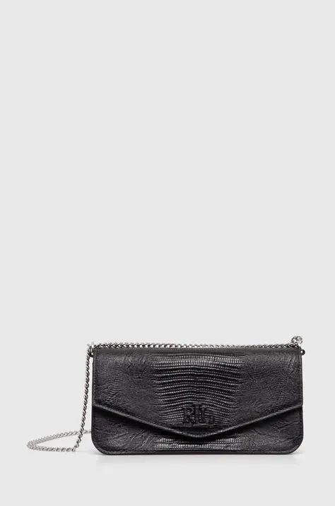 Usnjena torbica Lauren Ralph Lauren črna barva, 431941872